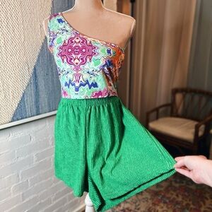 Nasty Gal Green Terry Cloth High Waist Shorts